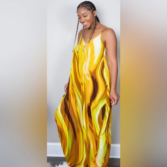 Let It Flow Maxi Dress | Color: Gold/Green | Size: XL | Lrmurry3'S Closet
